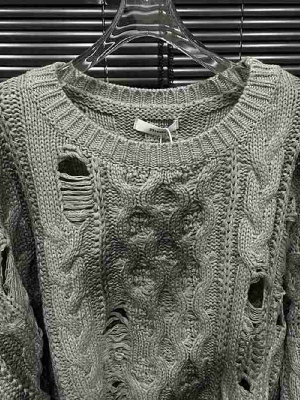 Grey Ripped Cable Knit - Picture 4 of 4